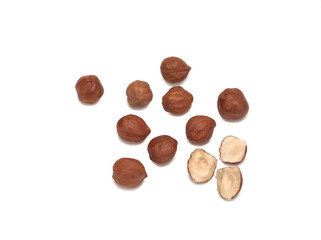 Hazelnuts isolated on white background