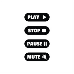 Play, stop, pause and mute buttons vector EPS 10 solid icons
