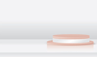 3D Abstract  podium minimal background with clean stage.  perfect for showing product and promotion. feminim colour tone,  fit on woman product and valenties theme -3D Vector.
