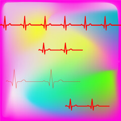 Cardiovascular health concept. Heartbeat line. Healthy pulse. Heartbeat vitality, cardiogram of the heart. Colorful background. Vector illustration