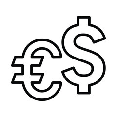 Euro, dollar, currency exchange icon. outline vector.
