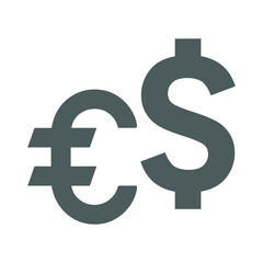 Euro, dollar, currency exchange icon. Gray color vector.