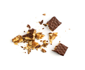 Chocolate Wafers Isolated, Wafer Biscuits Coated in Chocolate