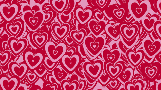 Multicolored Heart pattern background. Valentine Wallpaper with Pink and Red love hearts.