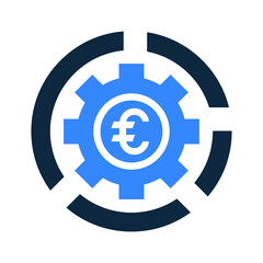 Configuration, euro settings icon. Glyph vector isolated on a white background.