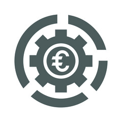 Configuration, euro settings vector icon. Gray version.