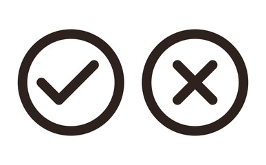 Check and Cancel Button. Yes and No symbol. Accepted and Rejected, Approved and Disapproved Web Button