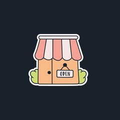 Small business store icon sticker template. Trendy colorful design. Stock vector label.