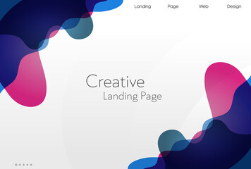 Landing page template. Vector abstract liquid fluid background. Futuristic design backdrop for poster, cover, flyer, music, landing page, website template
