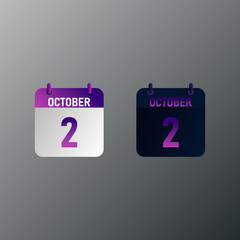 October daily calendar icon in flat design style. Vector illustration in light and dark design. 