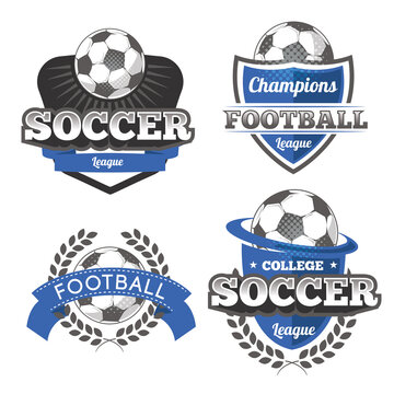 soccer vector Set Badges logos red for football teams and tournaments, championships soccer. isolated on white Background