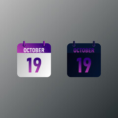October daily calendar icon in flat design style. Vector illustration in light and dark design. 