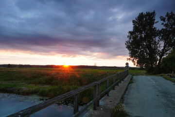 sunset over the river