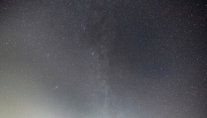 Beautiful winter starry sky. Night photography, astronomical background.