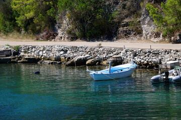 Fototapeta premium Small fishing boats in the picturesque bay on island Lastovo, Croatia.