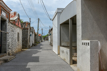 Obraz premium Penghu County, Taiwan - AUG 09, 2020: Erkan Historical Village in Penghu.