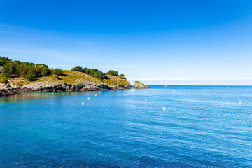 seascape at the entrance of the port of Sauzon on the Island of Belle Ile en Mer in the Morbihan