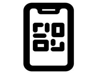 QR code icon. Stroke outline style. Vector. Isolate on white background.

