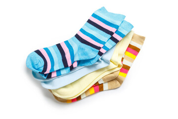 several new socks from thin jersey isolated on a white background.