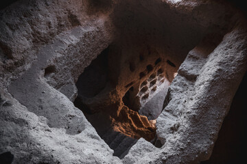 Ancient cave dwellings in Cappadocia Turkey