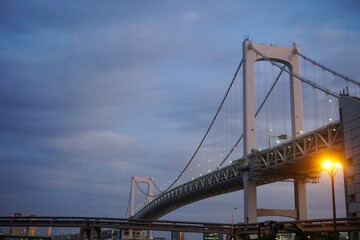 Fototapeta na wymiar Rainbow Bridge Sunset Tokyo Japan Stock Photo Stock Images Stock Pictures