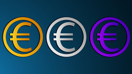 Euro coin icon paper cut isolated on background. Paper art style. Vector
