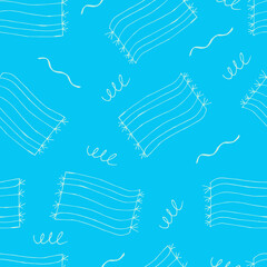 Doodle beach towel seamless pattern. hand drawn background. Vector illustration