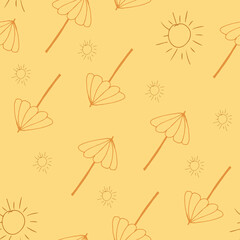 Doodle beach umbrella seamless pattern. hand drawn background. Vector illustration
