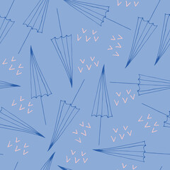 Doodle beach umbrella seamless pattern. hand drawn background. Vector illustration