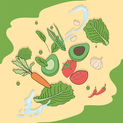vegetables with lettuces vector design