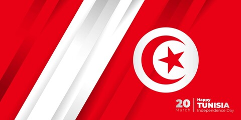Red and white background design with Tunisian flag.
