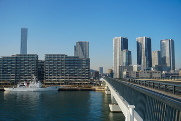 Fototapeta na wymiar Toyosu Bridge Tokyo Japan Walking Way Stock Photo Stock Images Stock Pictures