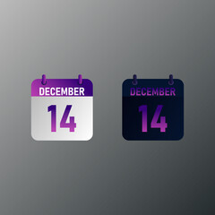 December daily calendar icon in flat design style. Vector illustration in light and dark design. 