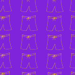 Doodle Beach Shorts seamless pattern. hand drawn background. Vector illustration