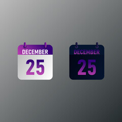 December daily calendar icon in flat design style. Vector illustration in light and dark design. 
