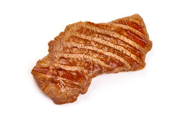 Grilled beef steak, isolated on white background