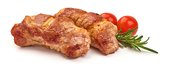 Baked meat rolls, isolated on white background