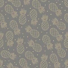Doodle Pineapple seamless pattern. hand drawn  of a Pineapple background. Tropical fruit Vector illustration