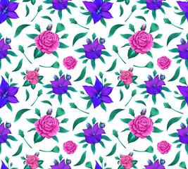 Modern flower seamless pattern for textile print. Floral pattern design. Vector