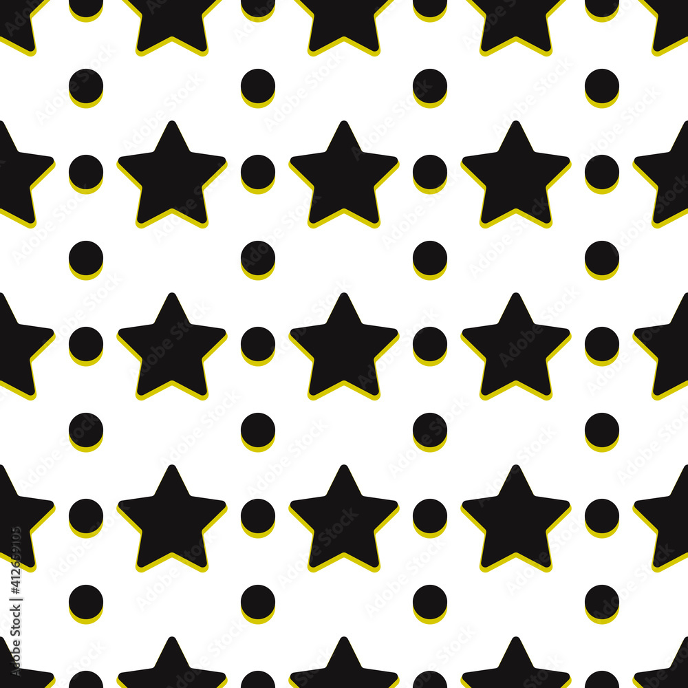 Poster stars and circles. vector pattern. yellow and black colors.