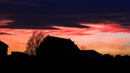 Sunset over the houses
