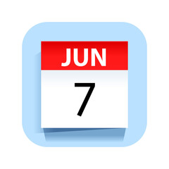 June 7. Calendar Icon. Vector Illustration.