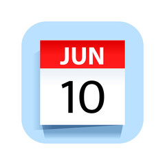 June 10. Calendar Icon. Vector Illustration.