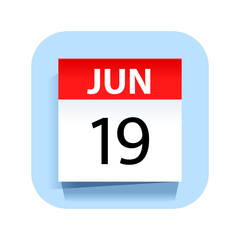 June 19. Calendar Icon. Vector Illustration.