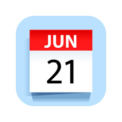 June 21. Calendar Icon. Vector Illustration.