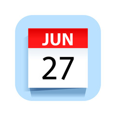 June 27. Calendar Icon. Vector Illustration.