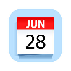 June 28. Calendar Icon. Vector Illustration.