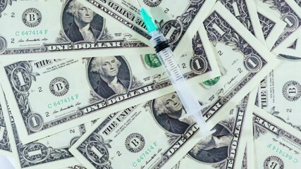 United States of American Dollars. One Dollar Bills. Banknotes on Rotating Table. Close Up Shot. 4K Resolution UHD.