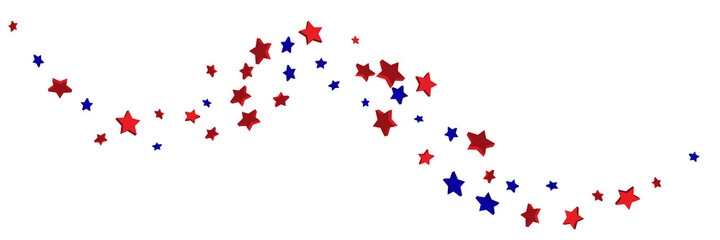 Shooting stars confetti 3D. Multi-colored stars. Festive background. Abstract pattern on a white background. Design element. Vector illustration, EPS 10.