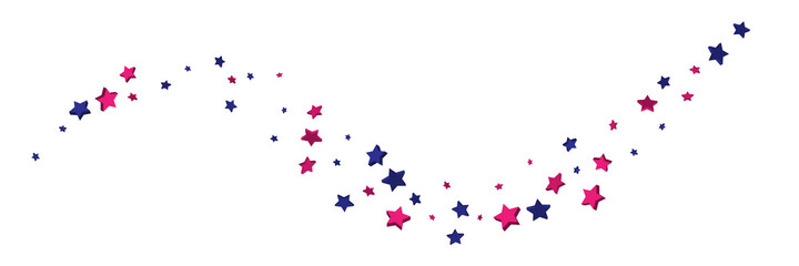 Shooting stars confetti 3D. Multi-colored stars. Festive background. Abstract pattern on a white background. Design element. Vector illustration, EPS 10.